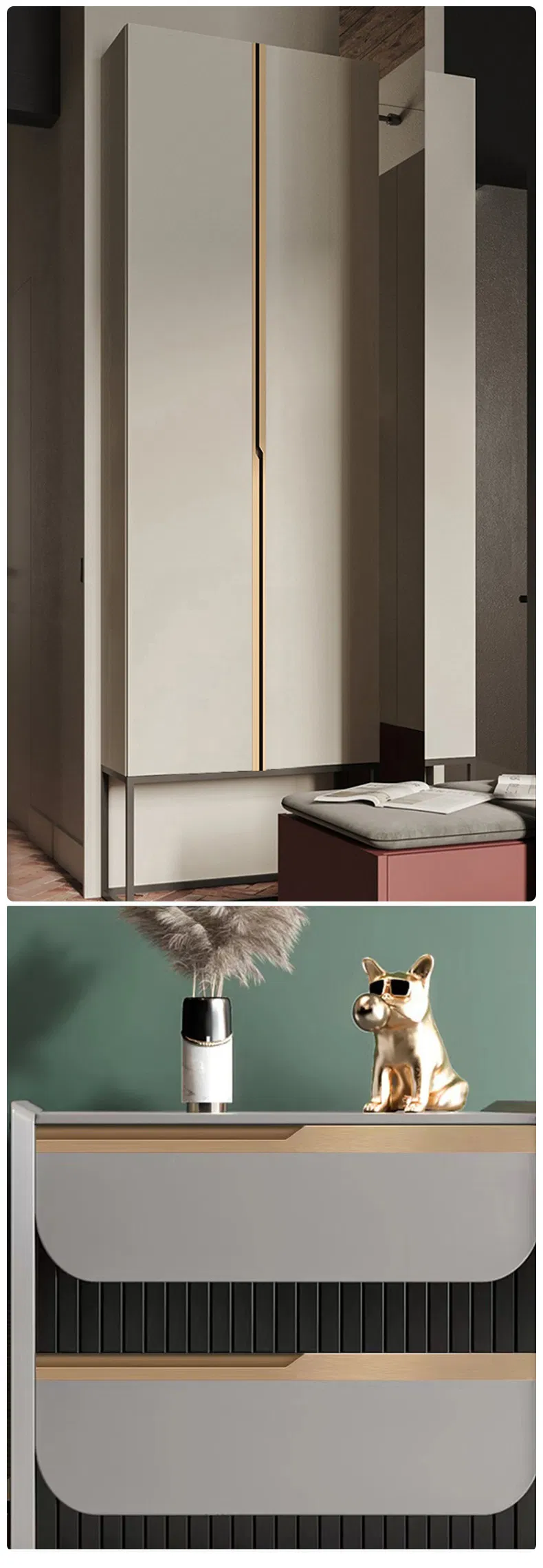 Concealed Slotless Aluminum Lightning Wardrobe Cabinet Door Handle