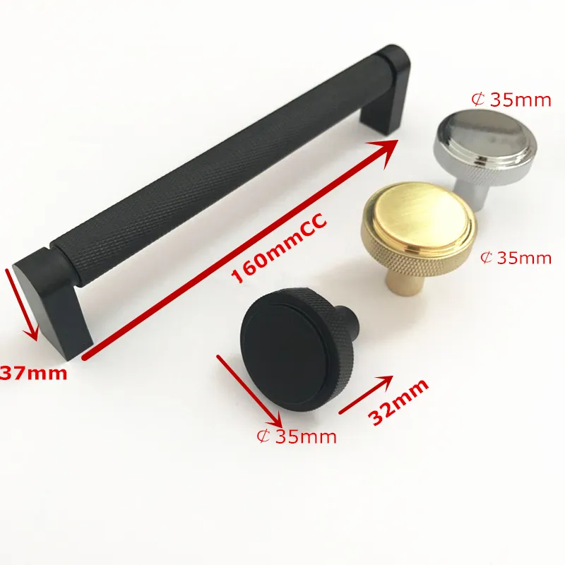 Furniture Cabinet Kitchen Solid 160mm Brass Gold Satin Knurled Drawer Pull Handle