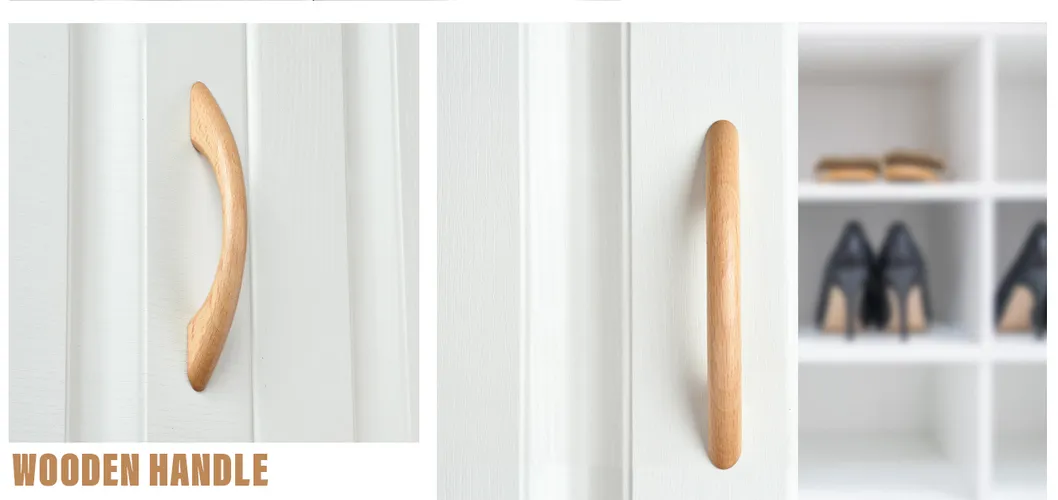 Wood Solid Furniture Pulls Handles Painted Smoothly Cupboard Closet Drawer Wooden Handle