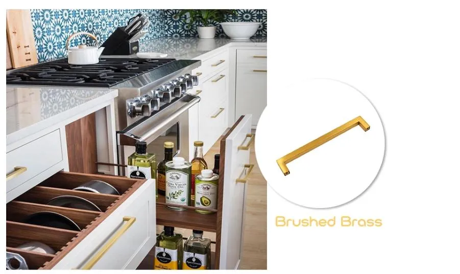 Kitchen Cabinet Drawer Stainless Steel Furniture Square Pull Black Cupboard Handles