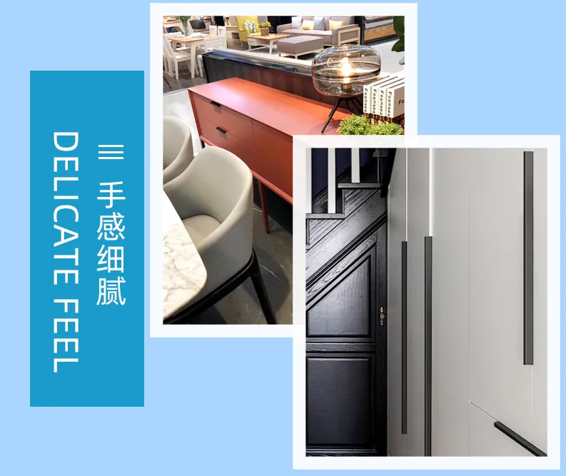 Aluminum Alloy Top Wardrobe Long Handle Cabinet Drawer Black Cabinet Door Handle