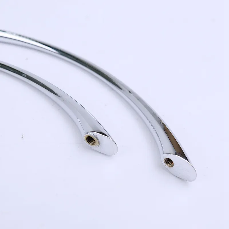 Glossy C Shape Whalebone Drawer Pull Handles Curved Zinc Alloy Cabinet Handle