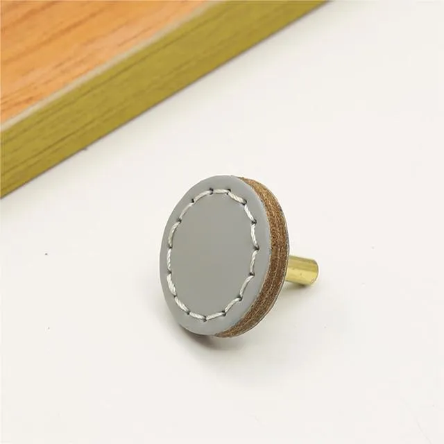 Leather Round Drawer Handles Cabinet Pulls Bedroom Small Colorful Square Furniture Knob