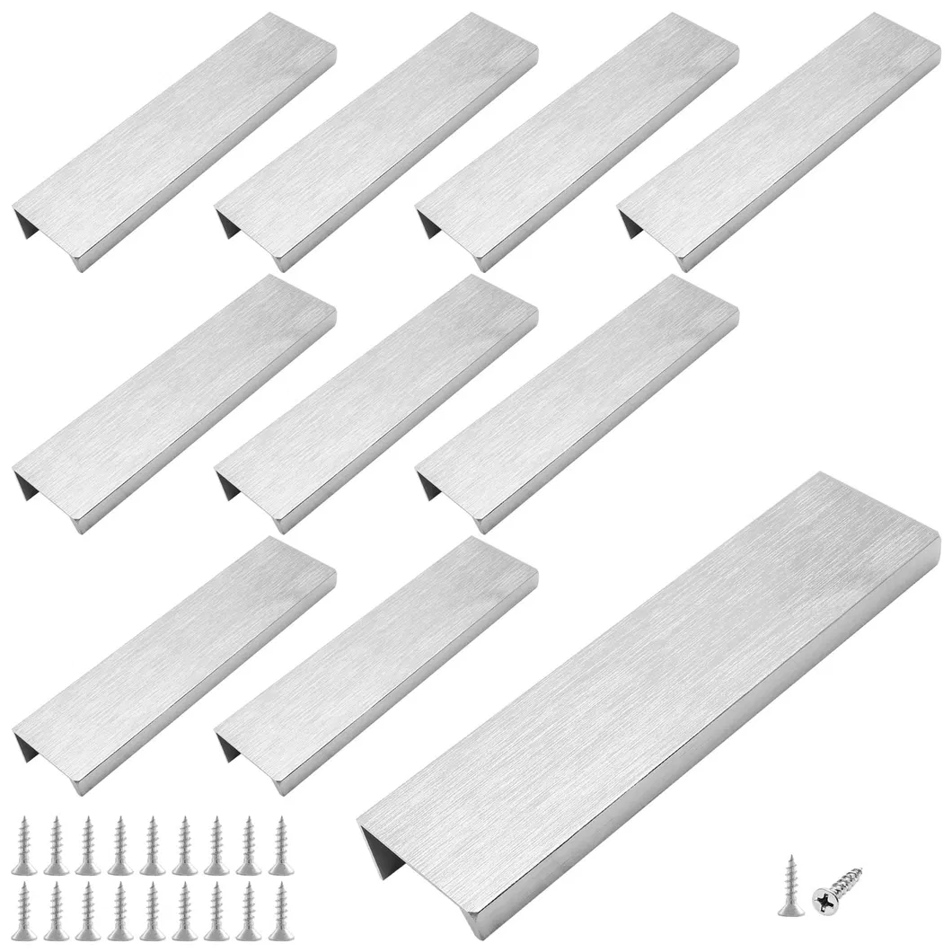 Modern Furniture Hardware Matt Black Hidden Kitchen Finger Edge Cabinet Pull Handles