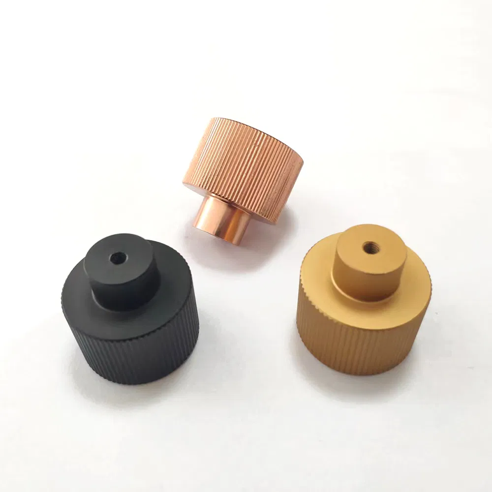 30*30mm Solid Aluminium Vertical Knurled Rose Gold Kitchen Cupboard Knobs Handle