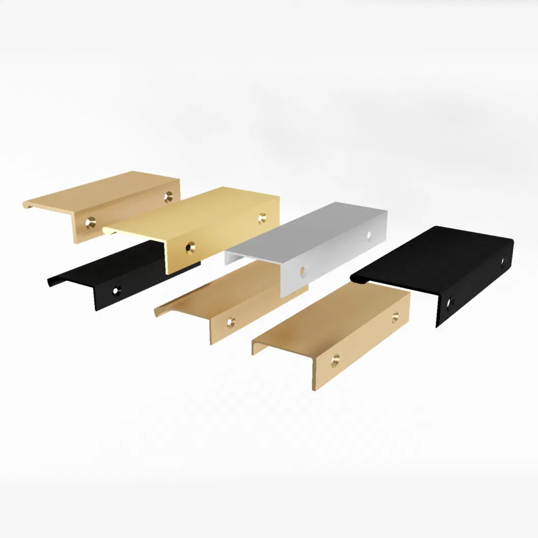 Concealed Pull Handles Gold Black Aluminum Cupboard Drawer Hidden Kitchen Cabinet Handle