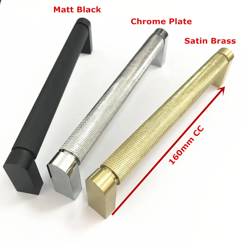 Furniture Cabinet Kitchen Solid 160mm Brass Gold Satin Knurled Drawer Pull Handle