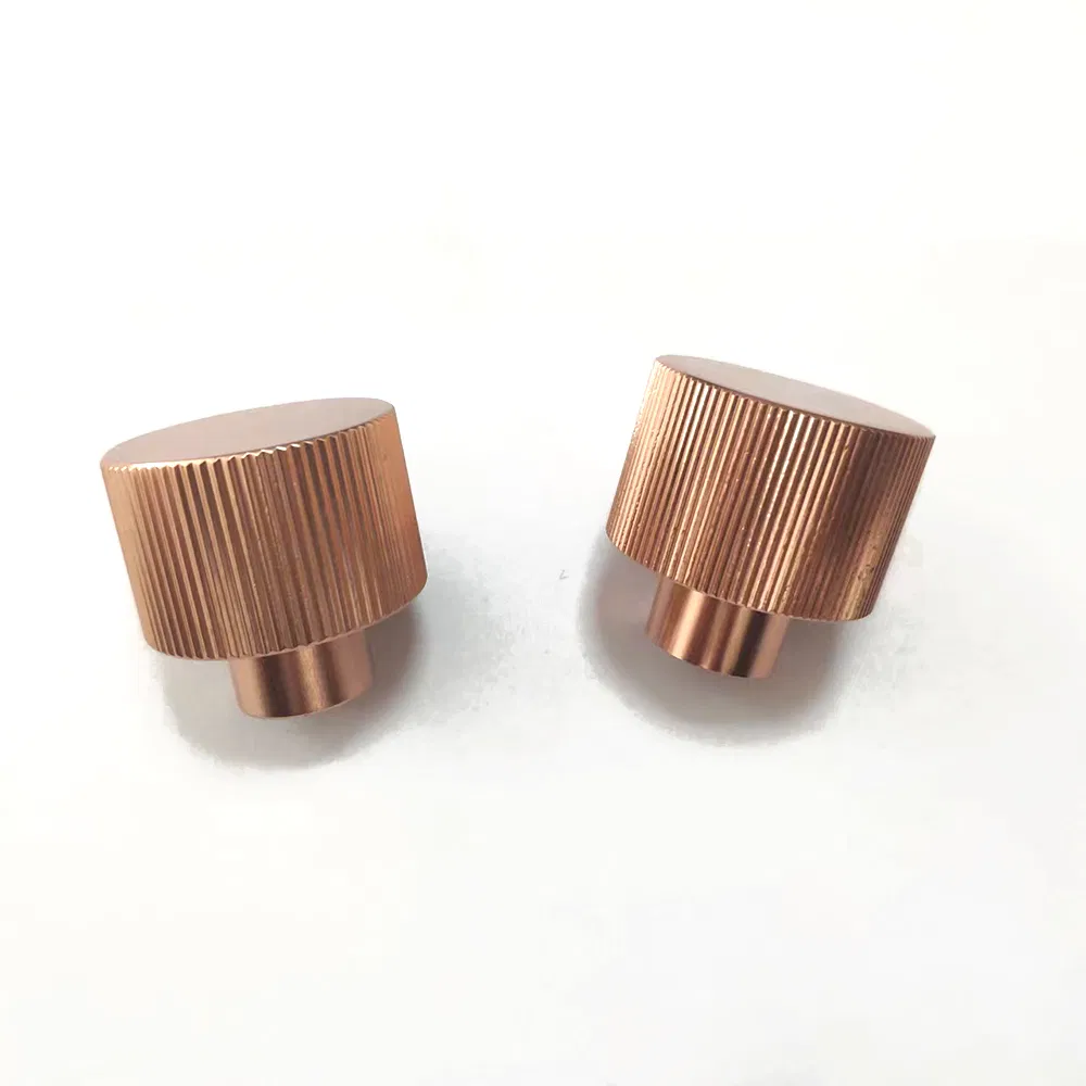 30*30mm Solid Aluminium Vertical Knurled Rose Gold Kitchen Cupboard Knobs Handle