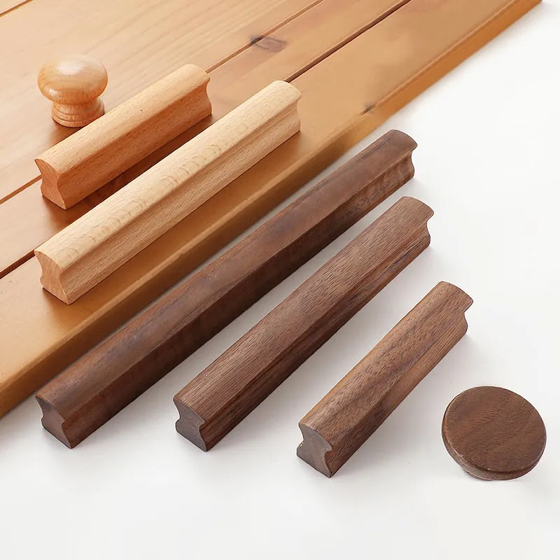 Simply Furniture Cabinet Drawer Solid Beech Wood Pulls Black Walnut Closet Handles