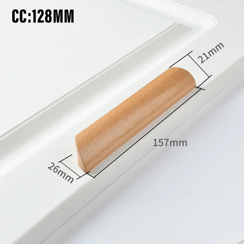 Wood Solid Furniture Pulls Handles Painted Smoothly Cupboard Closet Drawer Wooden Handle