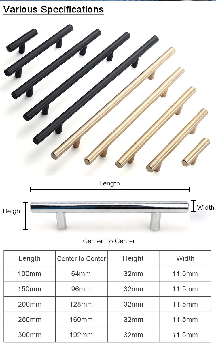 Interior Stainless Steel Door Handle T Bar Pull Cabinet Handle