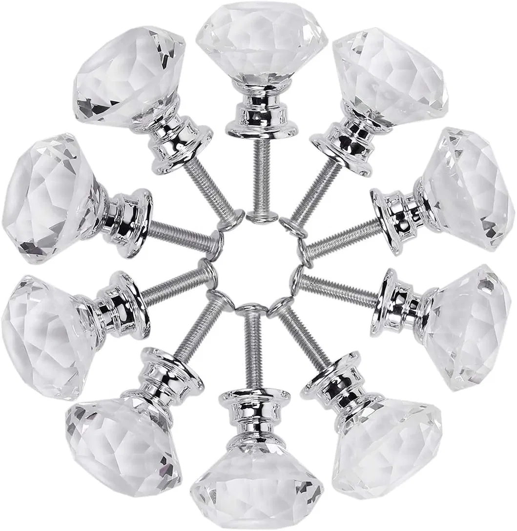 Crystal Drawer Knobs Furniture Kitchen Diamond Glass Cabinet Dresser Door Knob