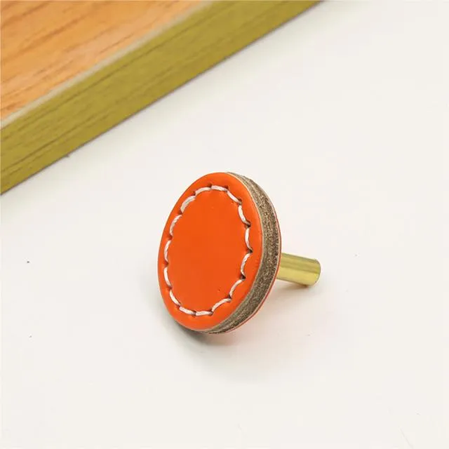 Leather Round Drawer Handles Cabinet Pulls Bedroom Small Colorful Square Furniture Knob
