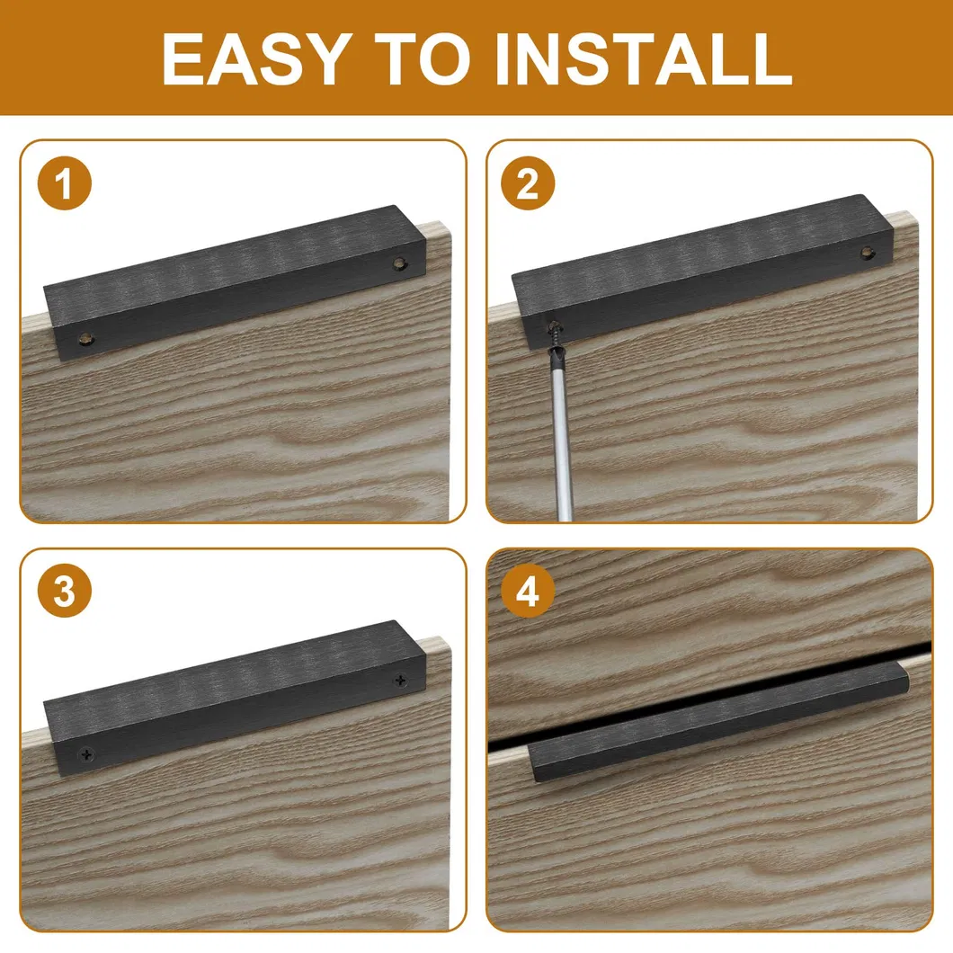 Modern Furniture Hardware Matt Black Hidden Kitchen Finger Edge Cabinet Pull Handles