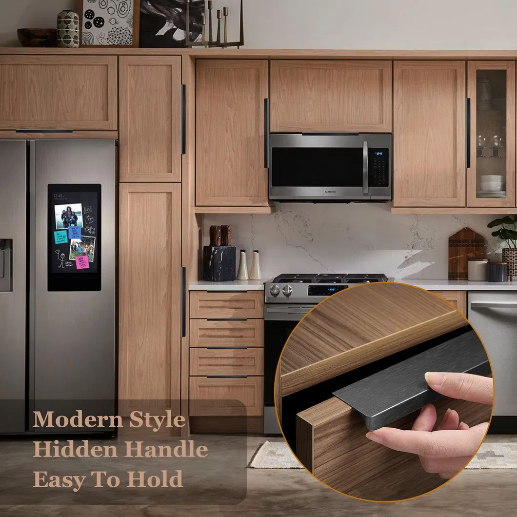 Modern Furniture Hardware Matt Black Hidden Kitchen Finger Edge Cabinet Pull Handles