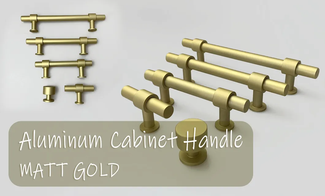 Aluminum Alloy Matt Gold T Bar Kitchen Cabinet Cupboard Handle