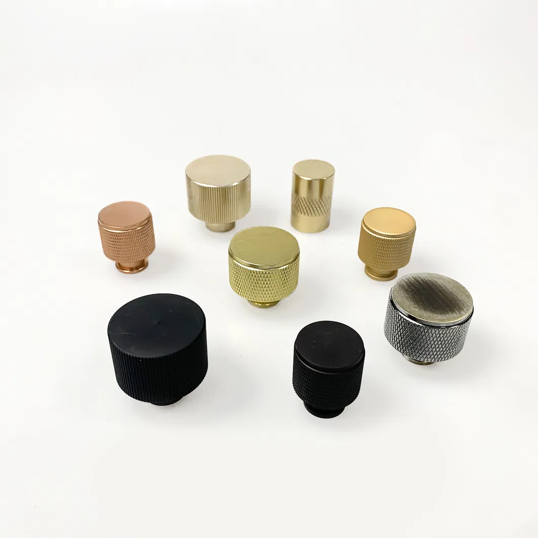 30*30mm Solid Aluminium Vertical Knurled Rose Gold Kitchen Cupboard Knobs Handle