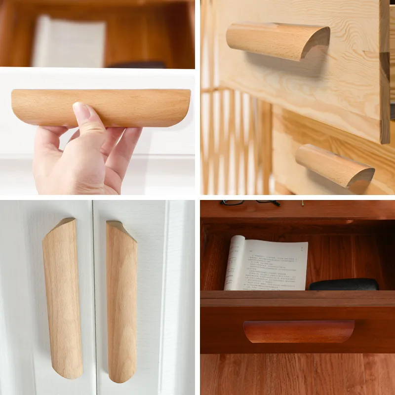 Wood Solid Furniture Pulls Handles Painted Smoothly Cupboard Closet Drawer Wooden Handle