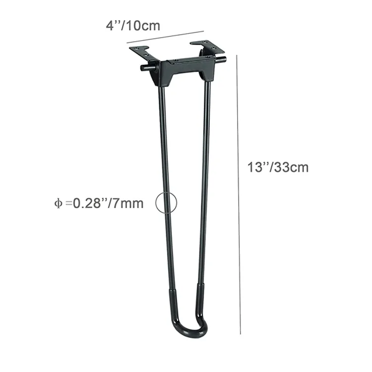 Metal Iron Furniture Desk Coffee Dining Table Mini Hairpin Legs