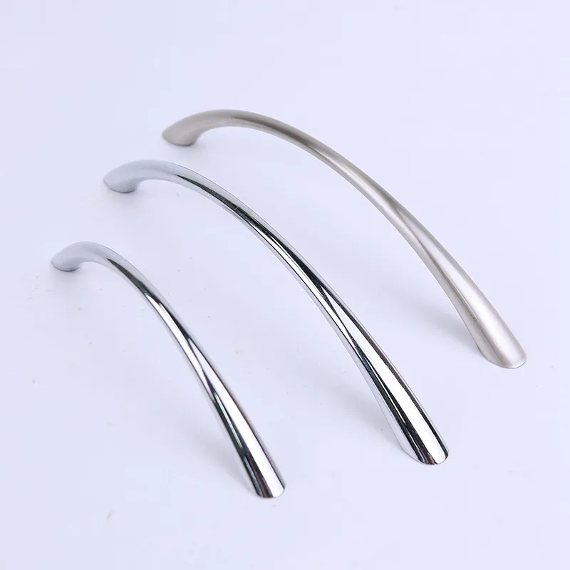 Glossy C Shape Whalebone Drawer Pull Handles Curved Zinc Alloy Cabinet Handle