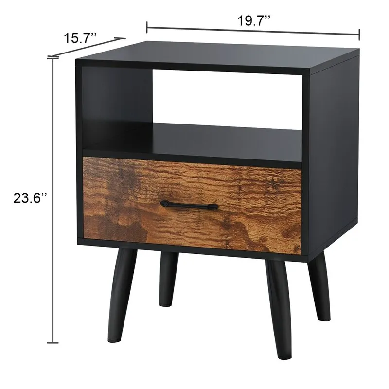Nordic Design Modern Solid Wood Luxury Bedside Table Nightstand Side Table