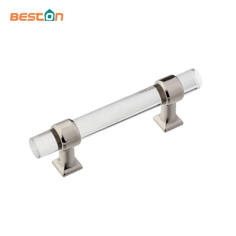Kitchen Square Base Transparent Acrylic Door Pull Handle for Wholesale Hardware Furniture