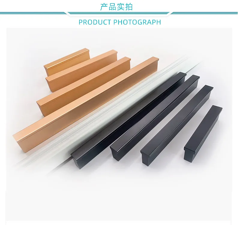 Aluminum Alloy Top Wardrobe Long Handle Cabinet Drawer Black Cabinet Door Handle