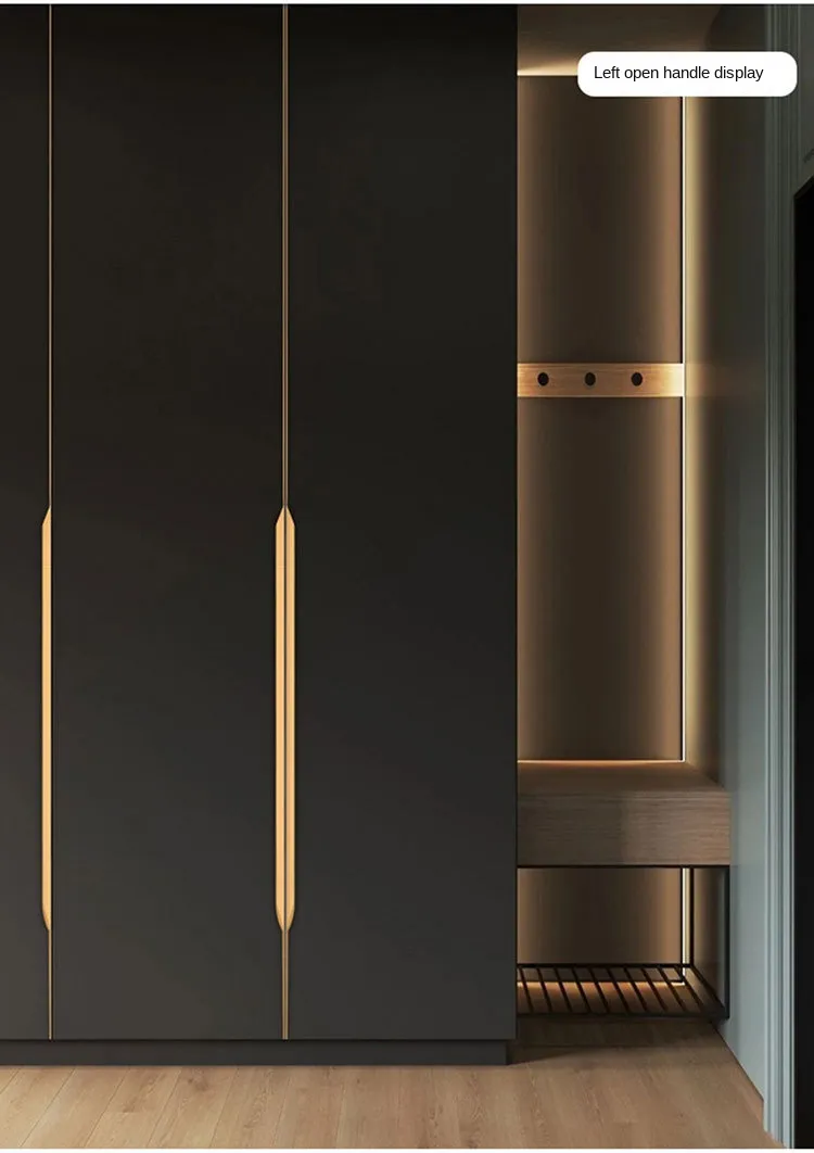 Aluminum Alloy Kitchen Cabinet Handle Edge Embedded Decorative Drawer Pull Hidden Handle