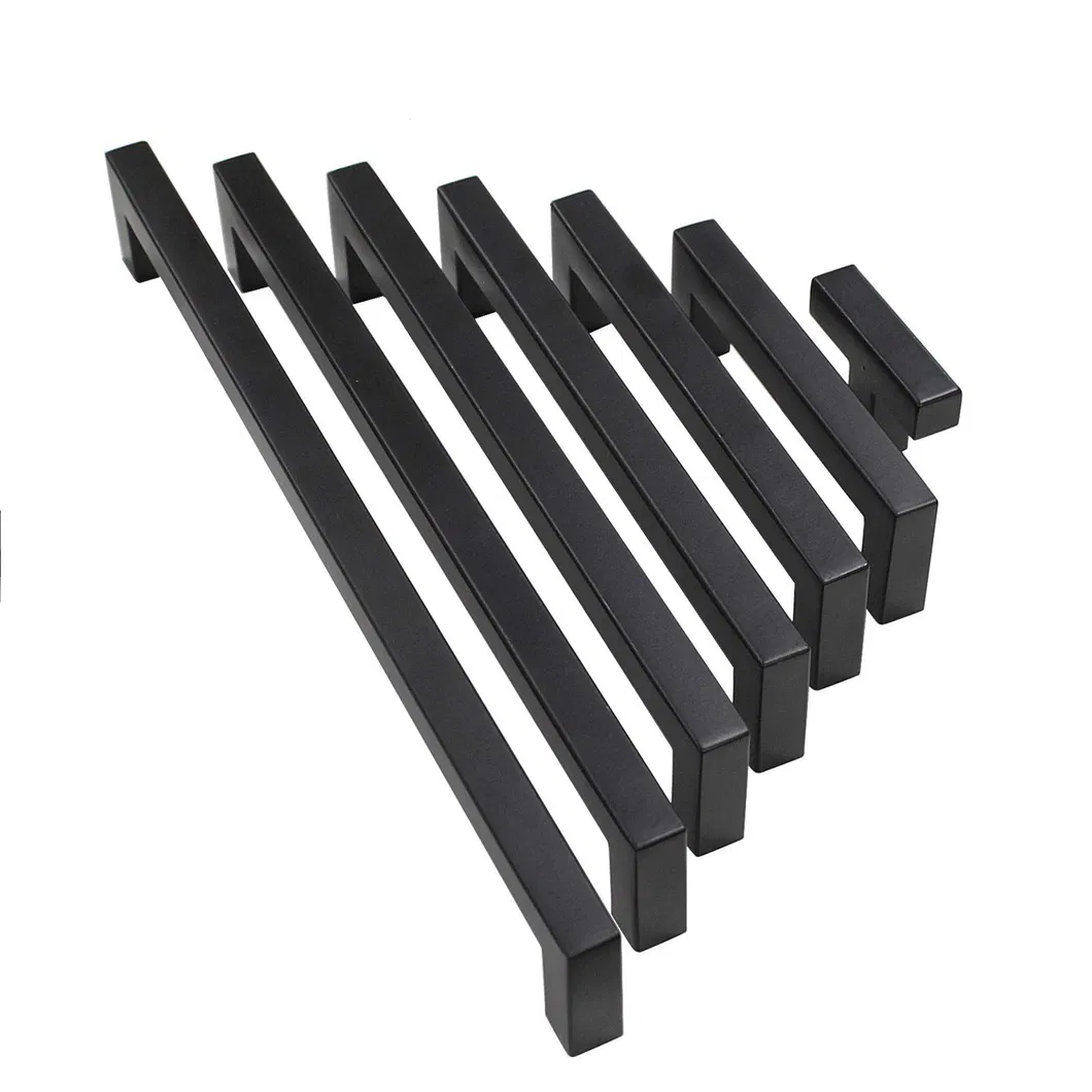 Stainless Steel Cabinet Drawer Door Handle Black Square Tube Furniture Pull Handles