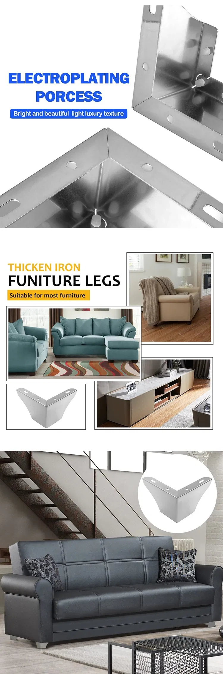 Modern Steel Cabinet Hardware Metal Table Furniture Sofa Leg