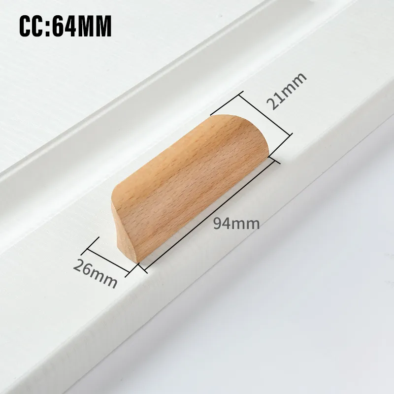 Wood Solid Furniture Pulls Handles Painted Smoothly Cupboard Closet Drawer Wooden Handle