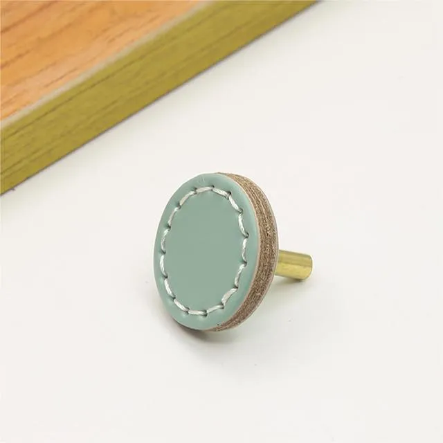 Leather Round Drawer Handles Cabinet Pulls Bedroom Small Colorful Square Furniture Knob