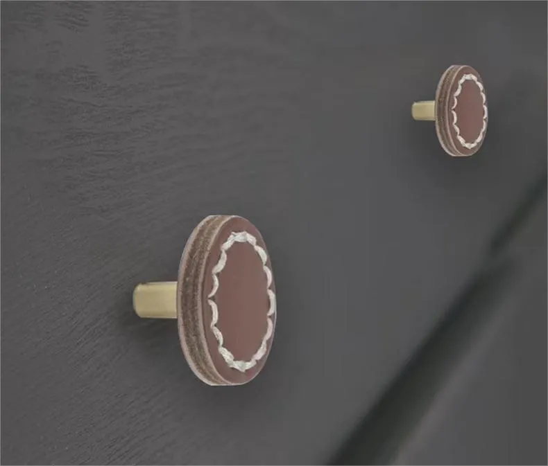 Leather Round Drawer Handles Cabinet Pulls Bedroom Small Colorful Square Furniture Knob