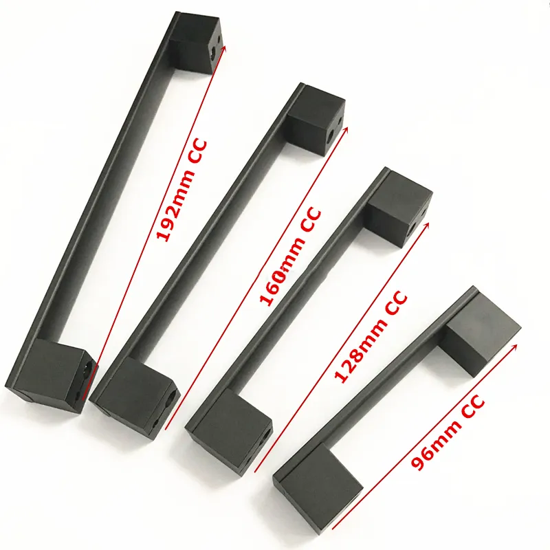 Black Matt Furniture Hardware Cabinet Square Pull 128mm & 160mm Drawer Handle