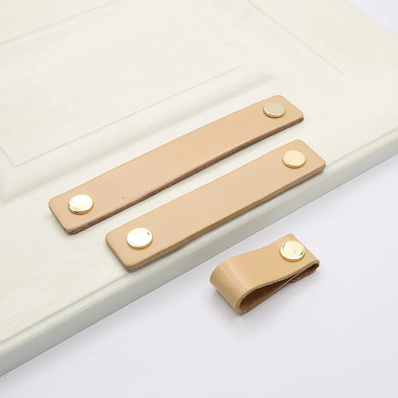 Zinc Alloy Kitchen Drawer Furniture Hardware Leather Drawer Handle Pull Knob