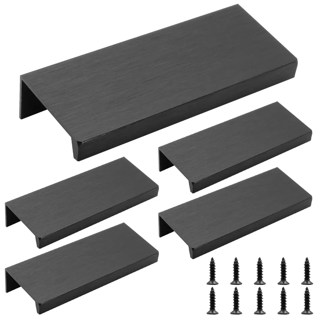 Modern Furniture Hardware Matt Black Hidden Kitchen Finger Edge Cabinet Pull Handles