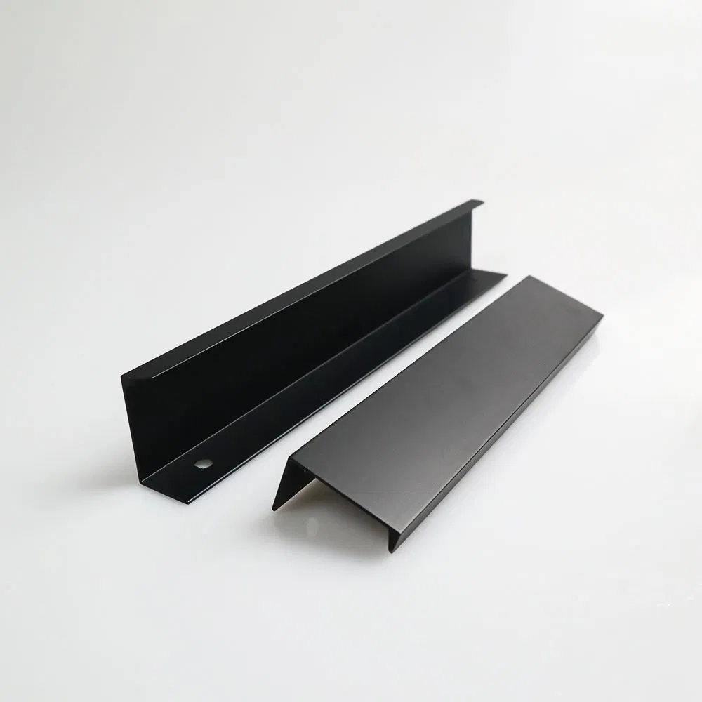 Modern Furniture Hardware Matt Black Hidden Kitchen Finger Edge Cabinet Pull Handles