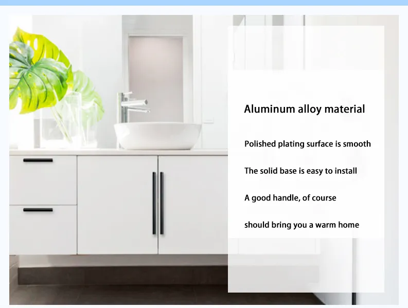 Aluminum Alloy Top Wardrobe Long Handle Cabinet Drawer Black Cabinet Door Handle