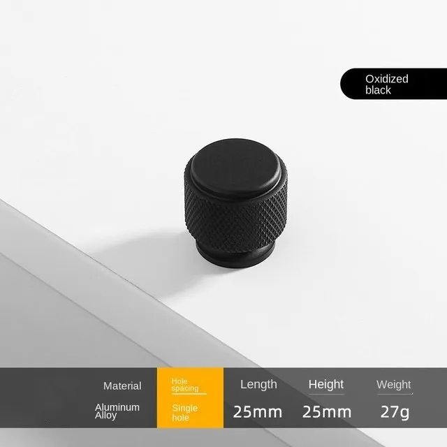 Round Single Hole Knurl Handle Cabinet Drawer Aluminum Furniture Small Knurl Knobs