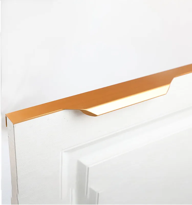 Aluminum Alloy Kitchen Cabinet Handle Edge Embedded Decorative Drawer Pull Hidden Handle