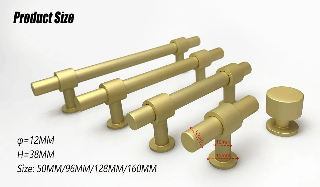 Aluminum Alloy Matt Gold T Bar Kitchen Cabinet Cupboard Handle