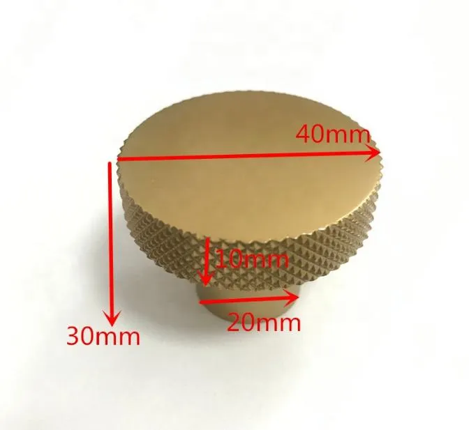 Brass Gold Knurled Cabinet Drawer Round Knobs