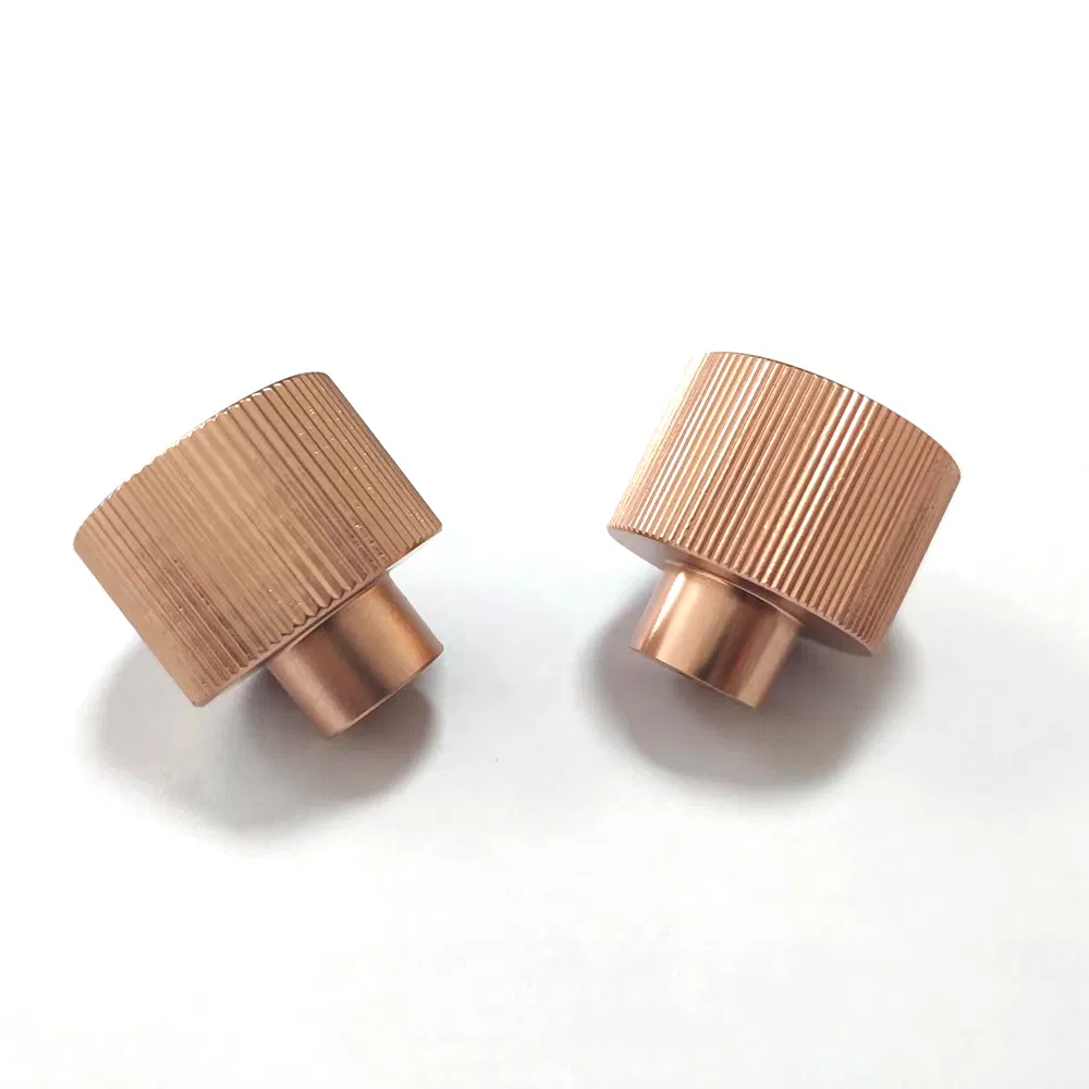 30*30mm Solid Aluminium Vertical Knurled Rose Gold Kitchen Cupboard Knobs Handle