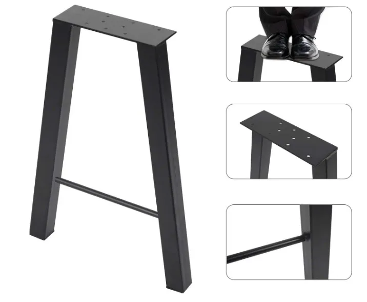 Wholesale Solid Black Powder Coated Durable Modern Industrial Metal Dining Table Legs