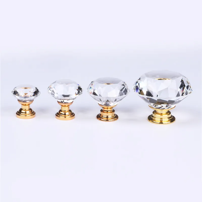 Zamak Diamonds Cabinet Door Knobs Luxury Crystal Glass Drawer Pull Knob