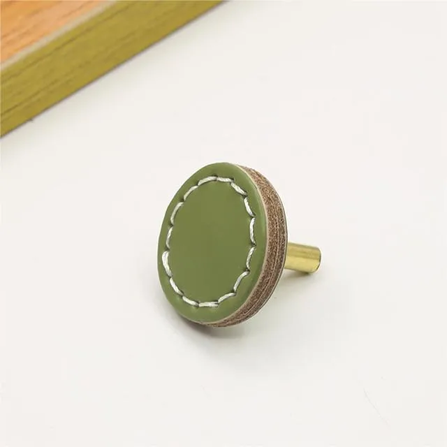 Leather Round Drawer Handles Cabinet Pulls Bedroom Small Colorful Square Furniture Knob