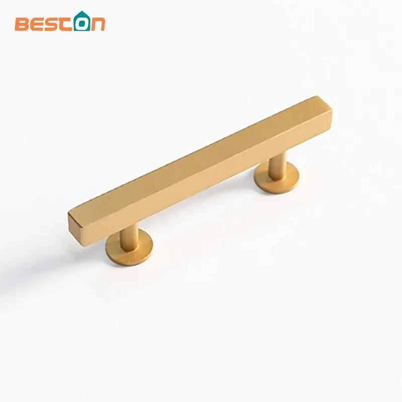 Square Bar Pull Gold Finishing Aluminium T Shape Kitchen Cabinet Handle
