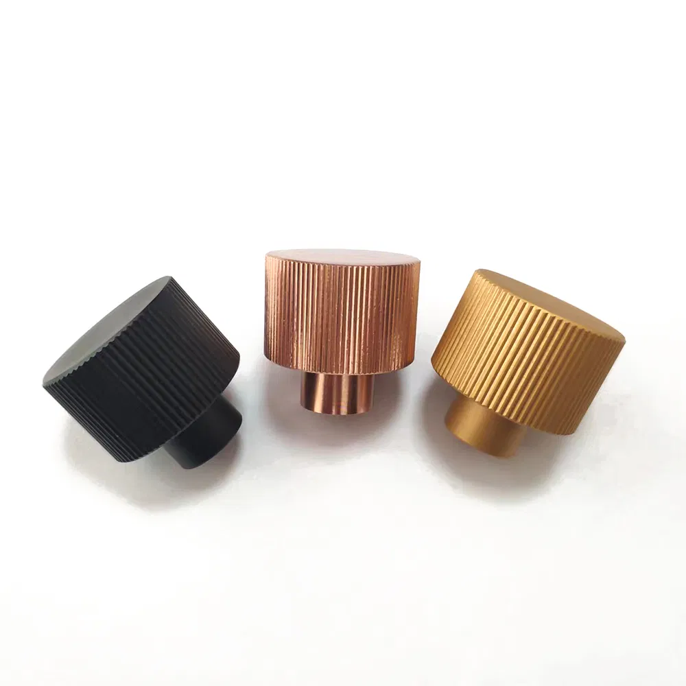 30*30mm Solid Aluminium Vertical Knurled Rose Gold Kitchen Cupboard Knobs Handle