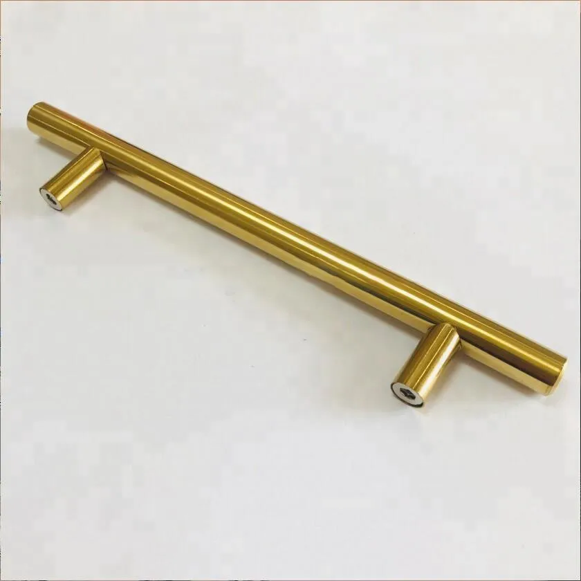 Stainless Steel Solid Hollow Drawer Kitchen Brass Gold T Bar Pull Handle