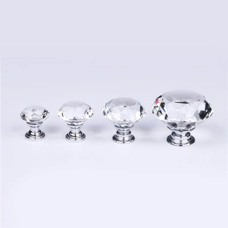 Zamak Diamonds Cabinet Door Knobs Luxury Crystal Glass Drawer Pull Knob